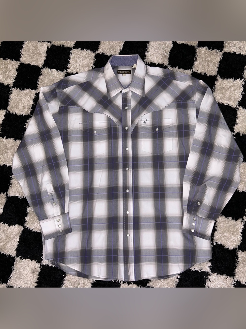 Stetson Plaid LS Western Pearl Snap Shirt Mens XL Cotton Cowboy Rodeo RARE COLOR